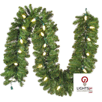9' x 18" Warm White Deluxe Sequoia Fir Garland