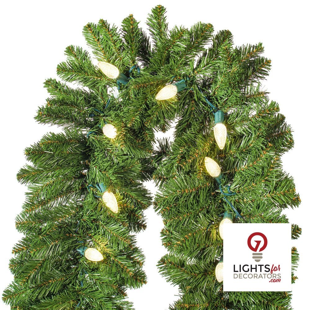 9' x 18" Warm White Deluxe Sequoia Fir Garland — alternate view