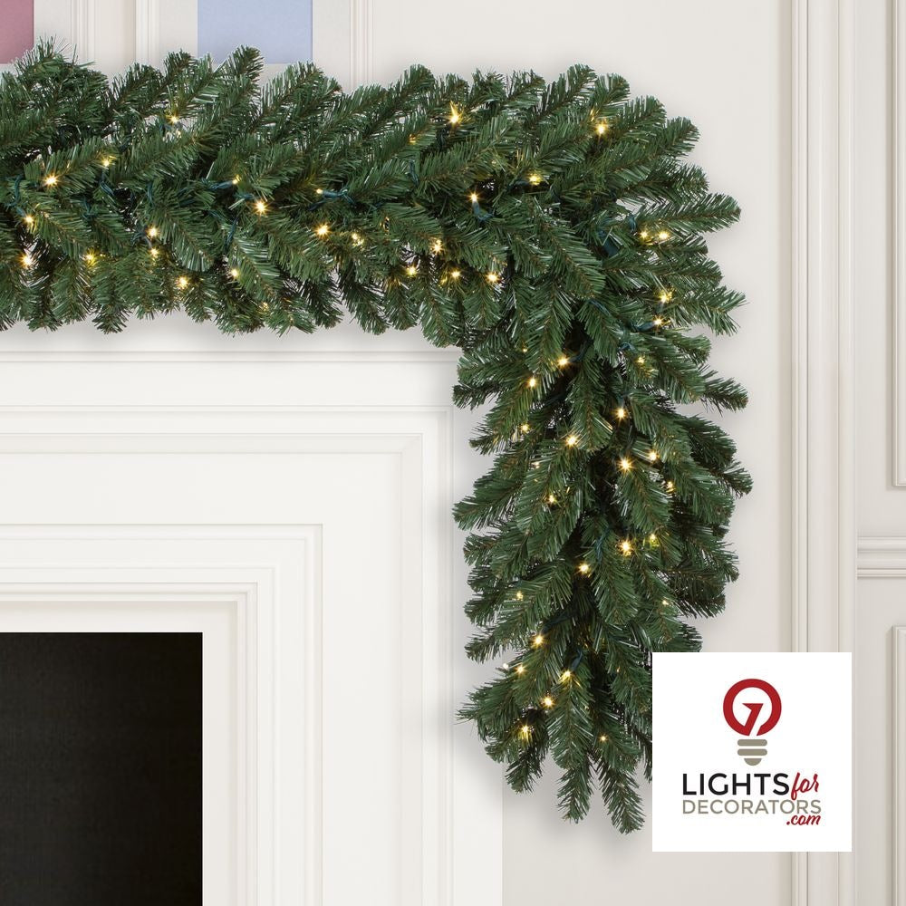 9' x 18" Warm White Deluxe Sequoia Fir Garland — alternate view