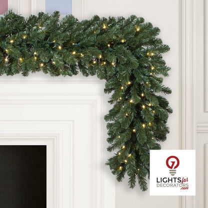 9' x 18" Warm White Deluxe Sequoia Fir Garland — alternate view