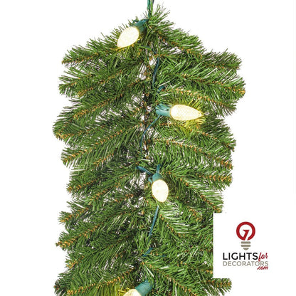 9' x 18" Warm White Deluxe Sequoia Fir Garland — alternate view