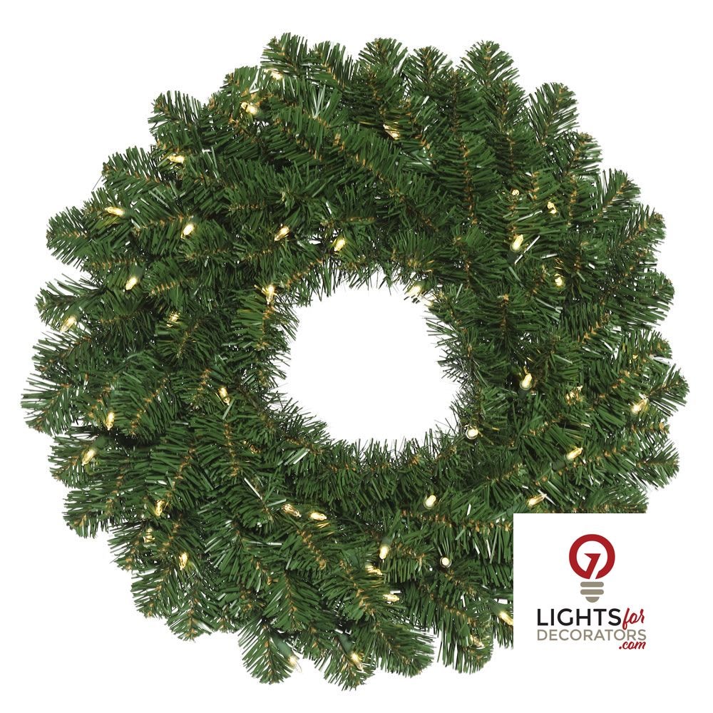 24" Warm White Deluxe Sequoia Fir Wreath