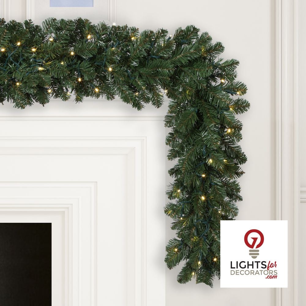 9' x 14" Warm White Deluxe Sequoia Fir Garland — alternate view