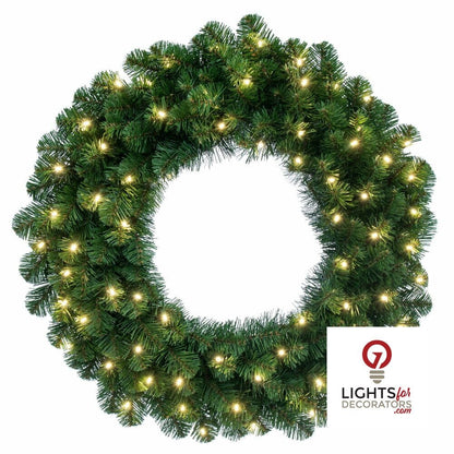 30" Warm White Deluxe Sequoia Fir Wreath