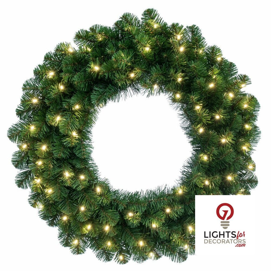 30" Warm White Deluxe Sequoia Fir Wreath 30"- Warm White