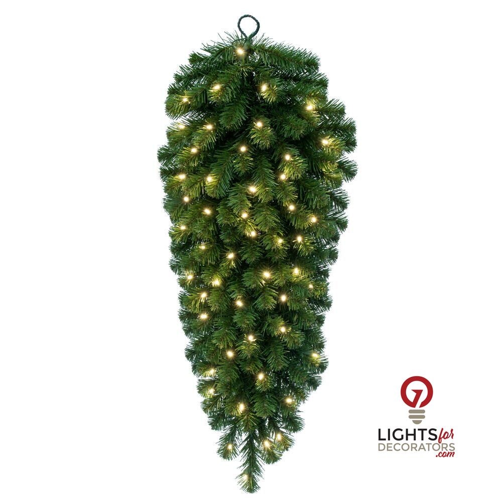 48" Warm White Dense Forest Pine Teardrop