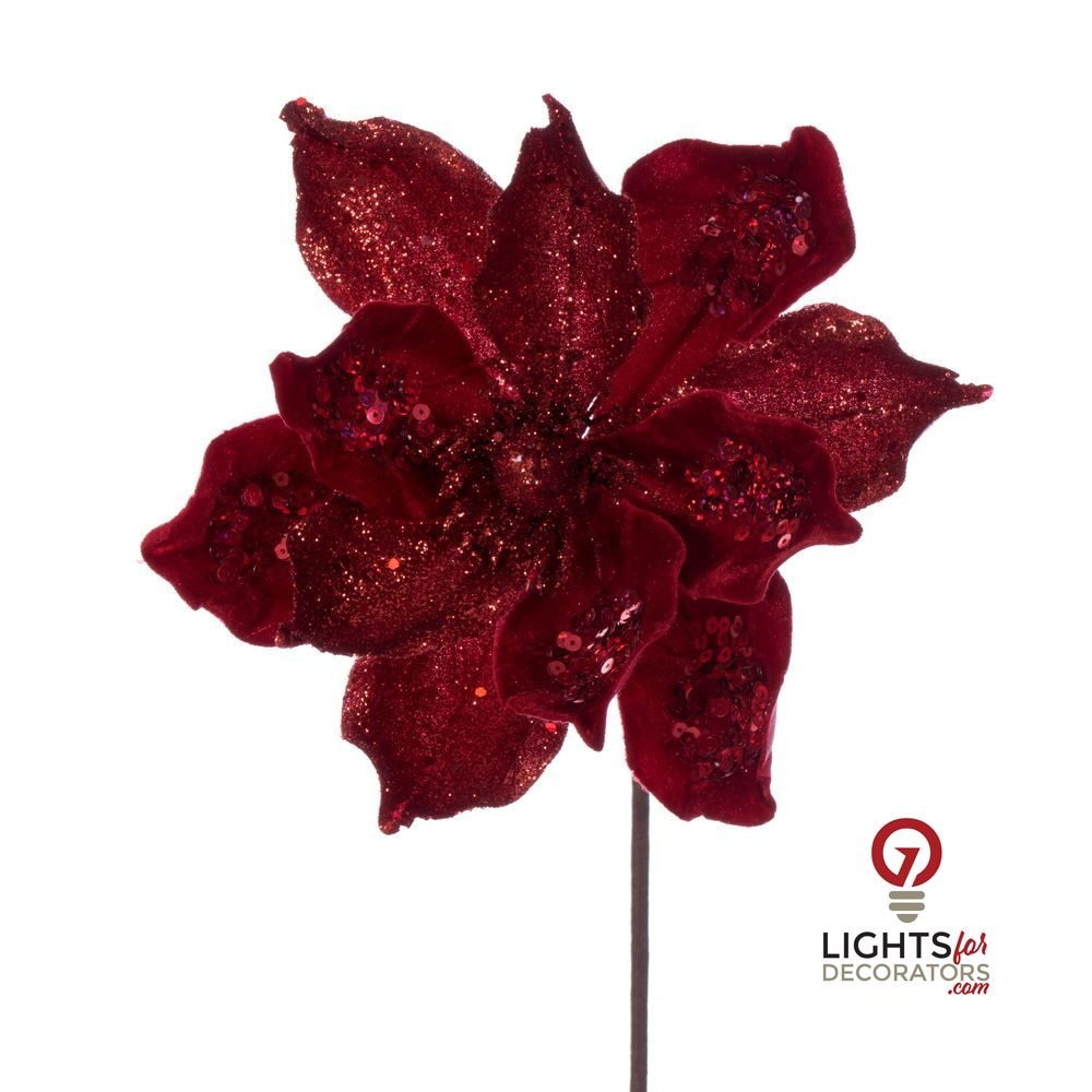 15" Deluxe Magnolia 8" Flower - Set of 6 - Red