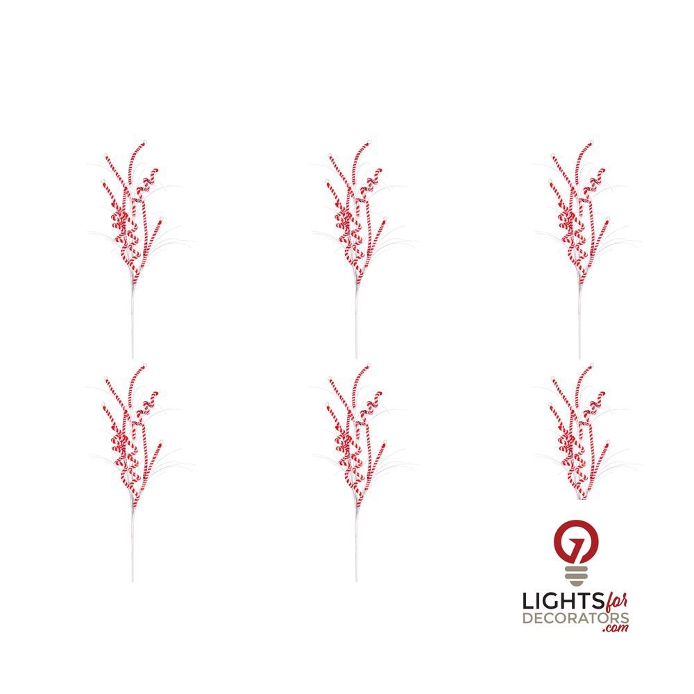 20" Red/White Candy Cane Spray - Set of 6 — alternate view