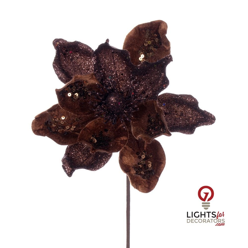 15" Deluxe Magnolia 8" Flower - Set of 6 - Mocha