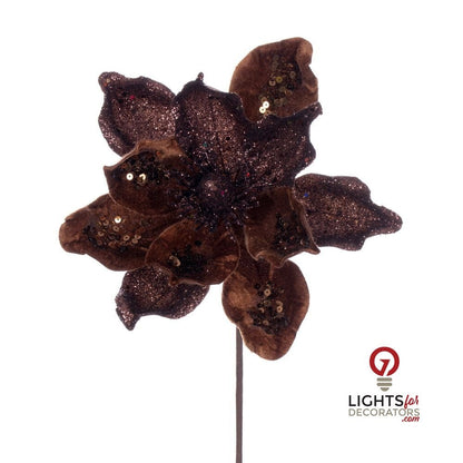 15" Deluxe Magnolia 8" Flower - Set of 6 - Mocha