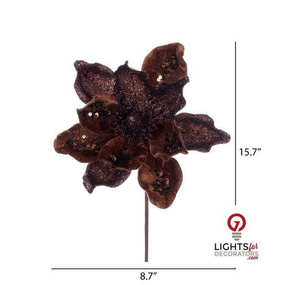 15" Deluxe Magnolia 8" Flower - Set of 6 - Mocha — alternate view