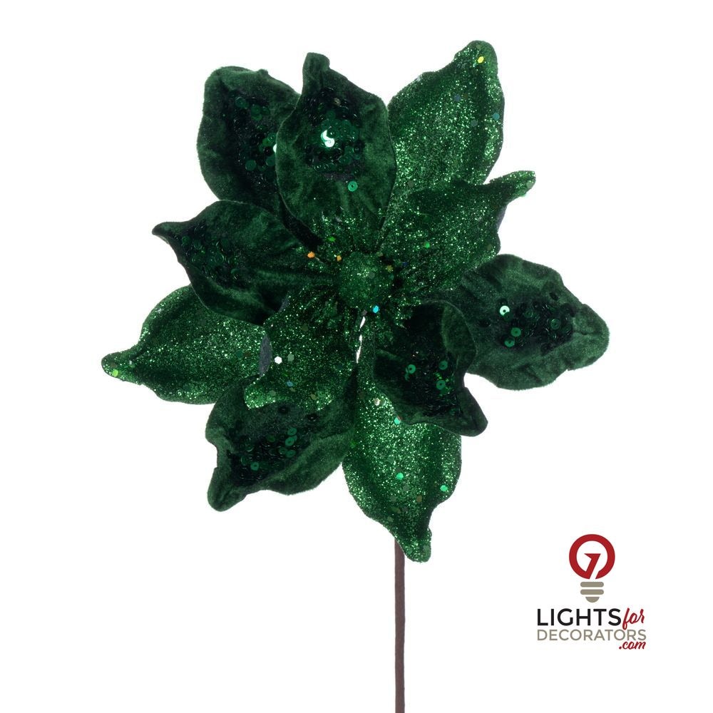 15" Deluxe Magnolia 8" Flower - Set of 6 - Midnight Green