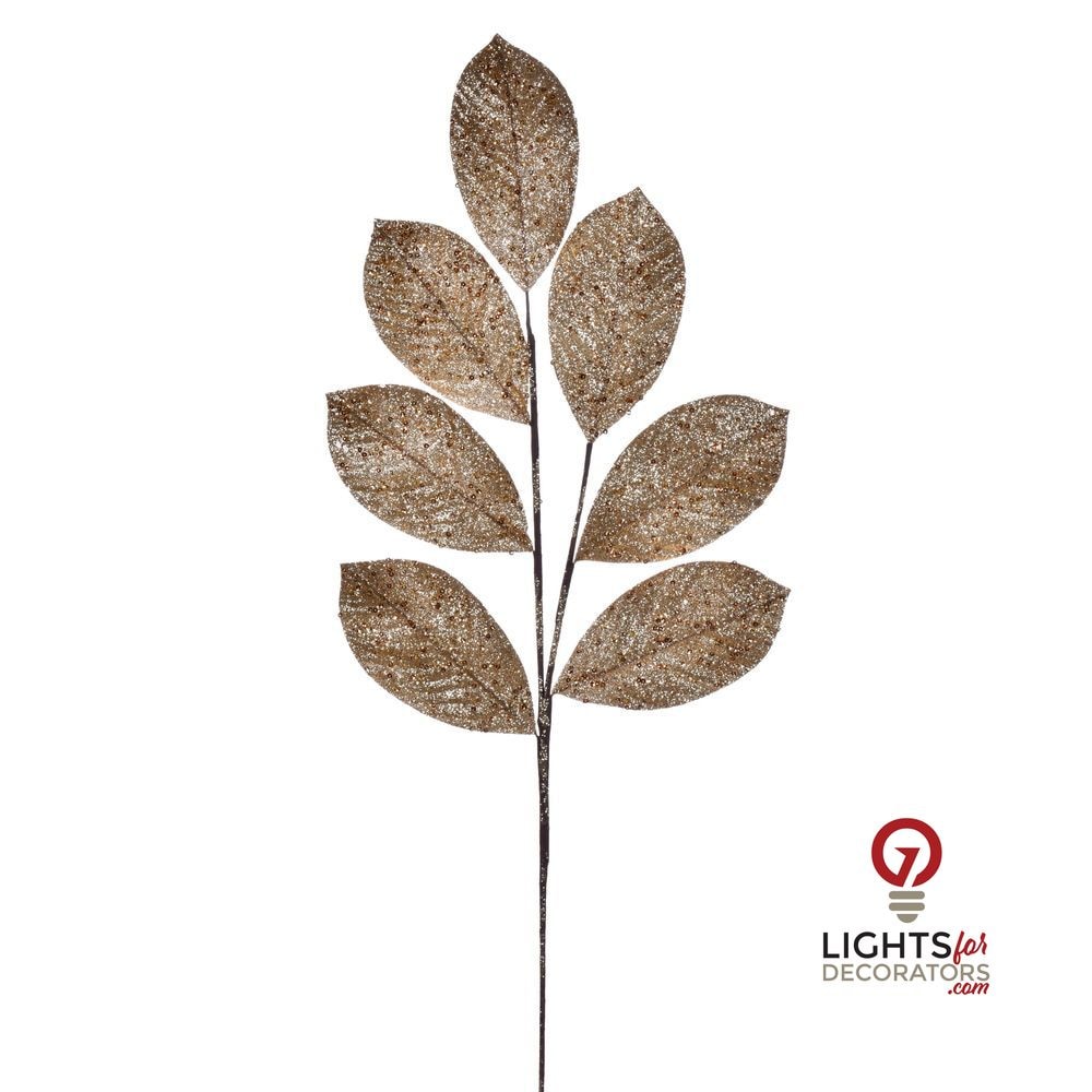 27" Glitter Leaf Spray - Set of 4 - Gold