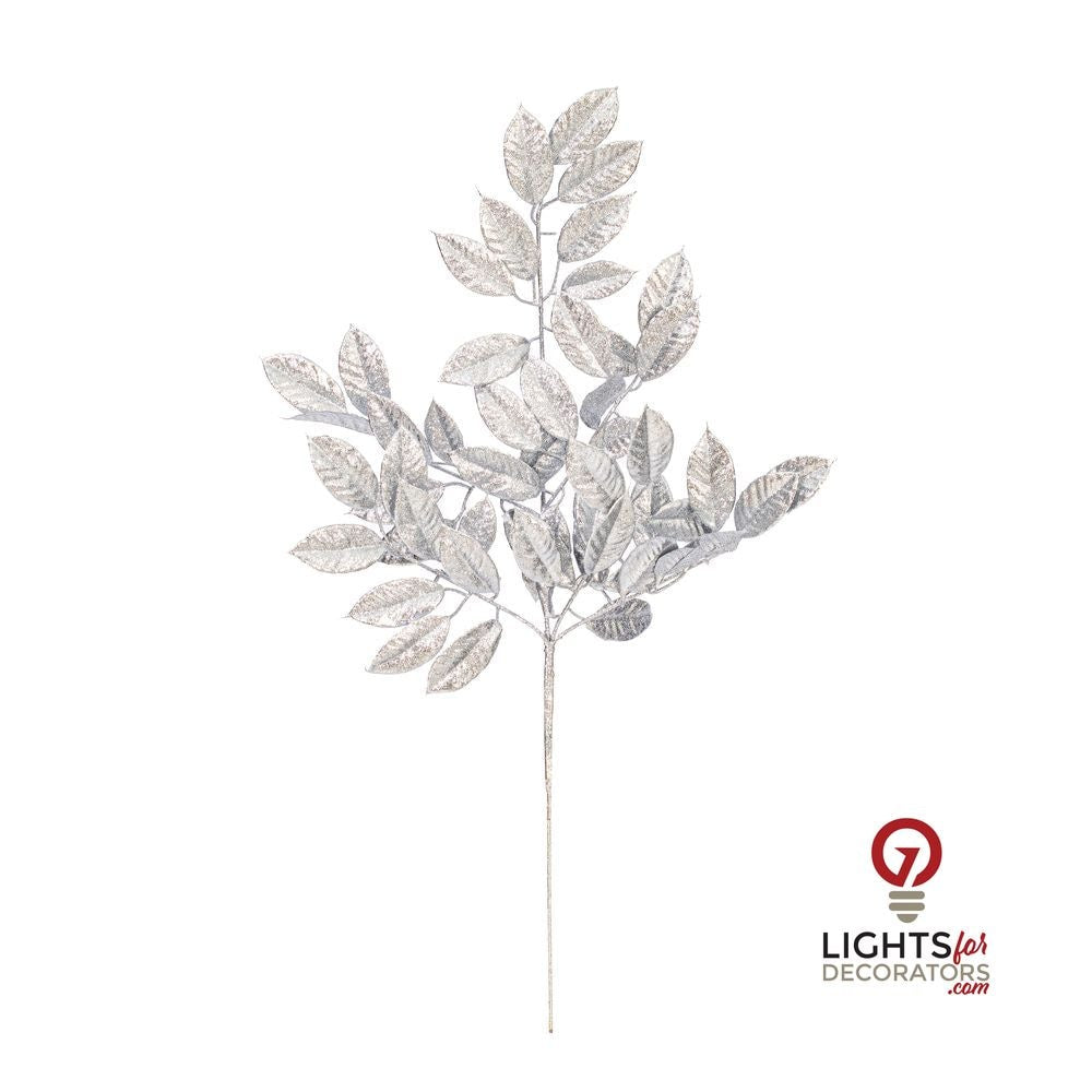 31" Gardenia Glitter Spray - Set of 2 - Silver