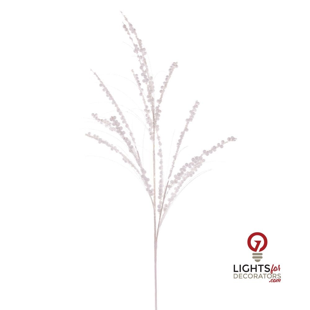 36" Berry Twig Glitter Spray - Set of 6 - White