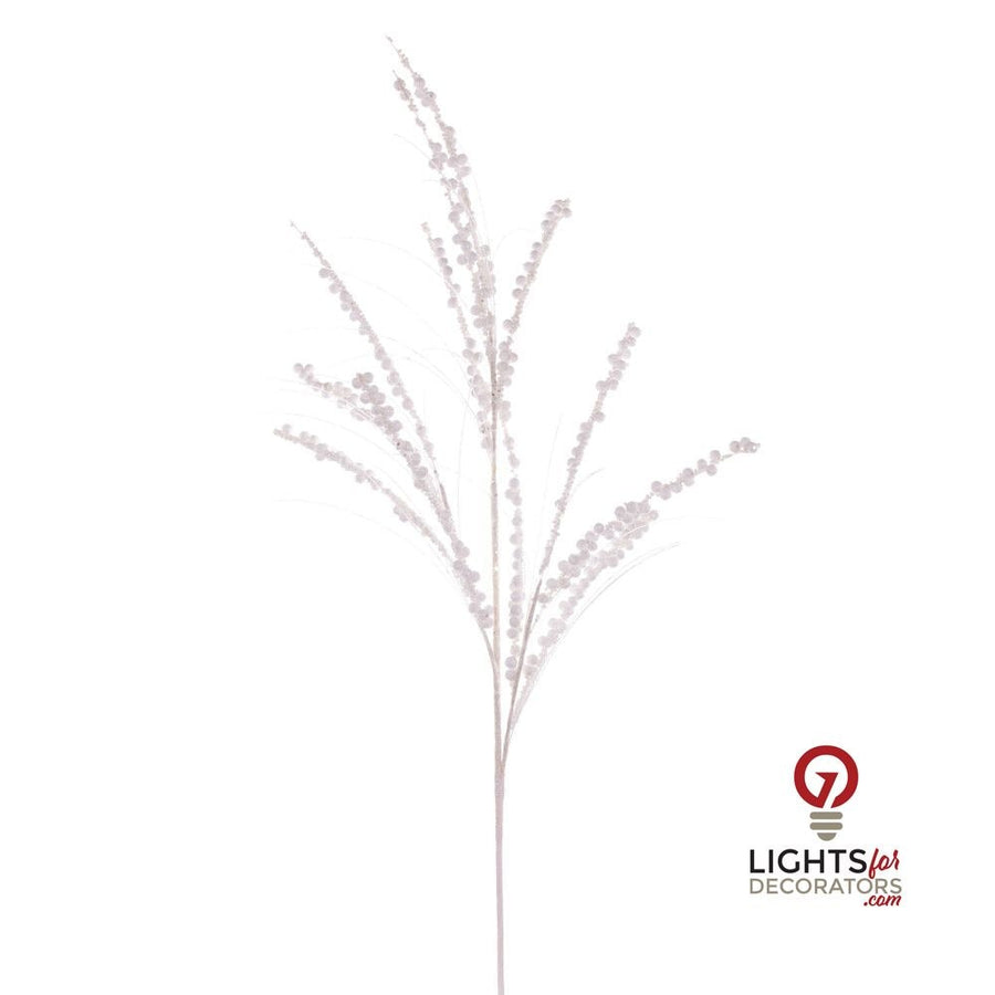 36" Berry Twig Glitter Spray - Set of 6 - White White – Bag of 6