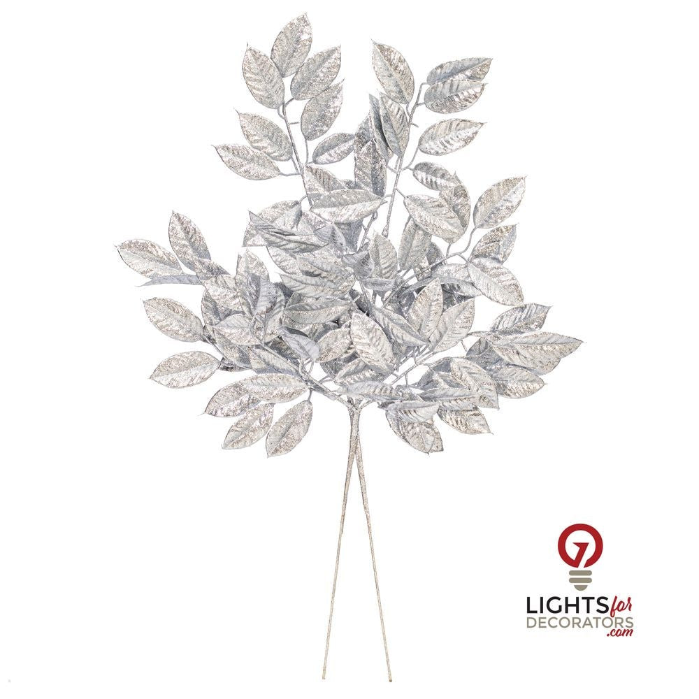 31" Gardenia Glitter Spray - Set of 2 - Silver — alternate view
