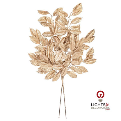31" Gardenia Glitter Spray - Set of 2 - Café Latte — alternate view