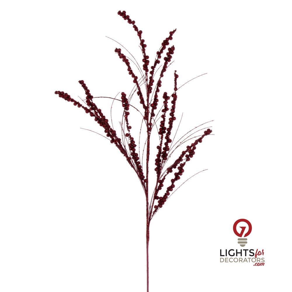 36" Berry Twig Glitter Spray - Set of 6 - Burgundy