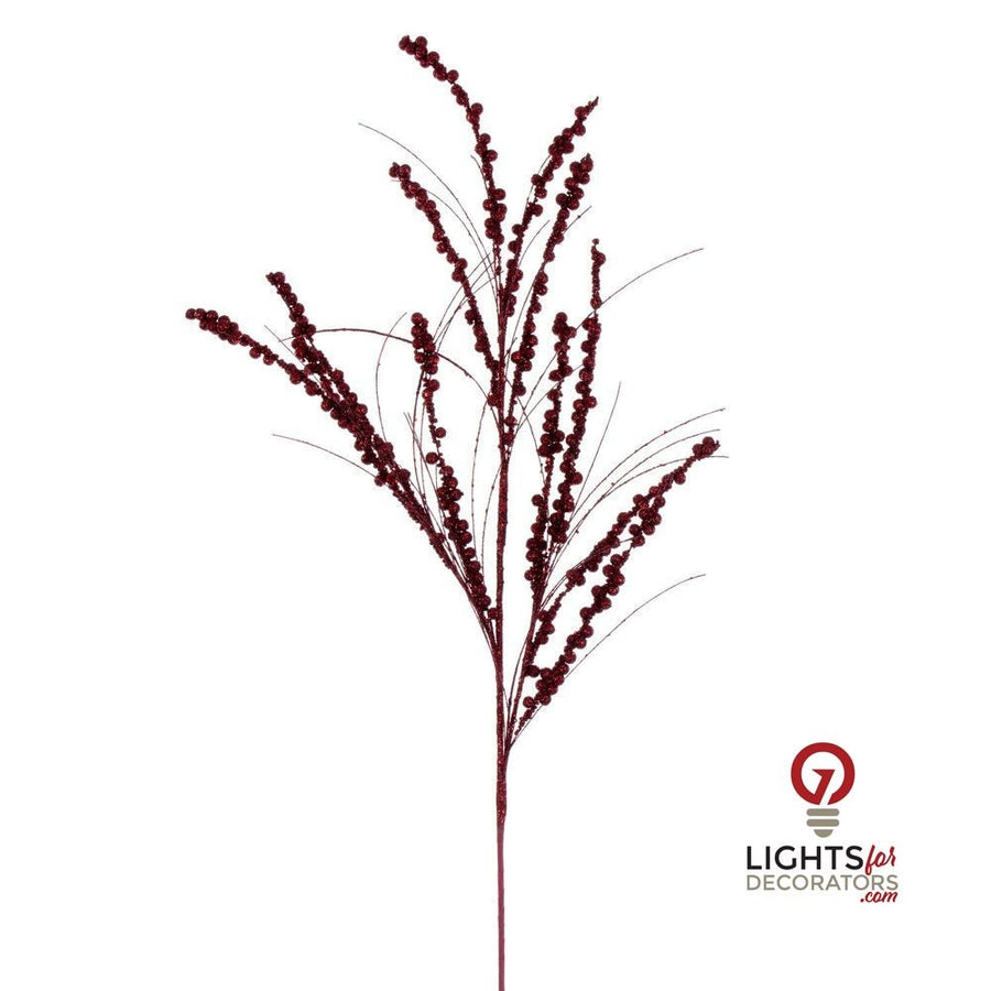 36" Berry Twig Glitter Spray - Set of 6 - Burgundy Burgundy – Bag of 6