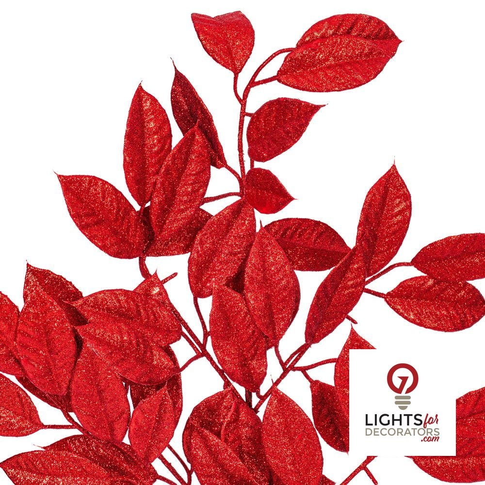 31" Gardenia Glitter Spray - Set of 2 - Red — alternate view