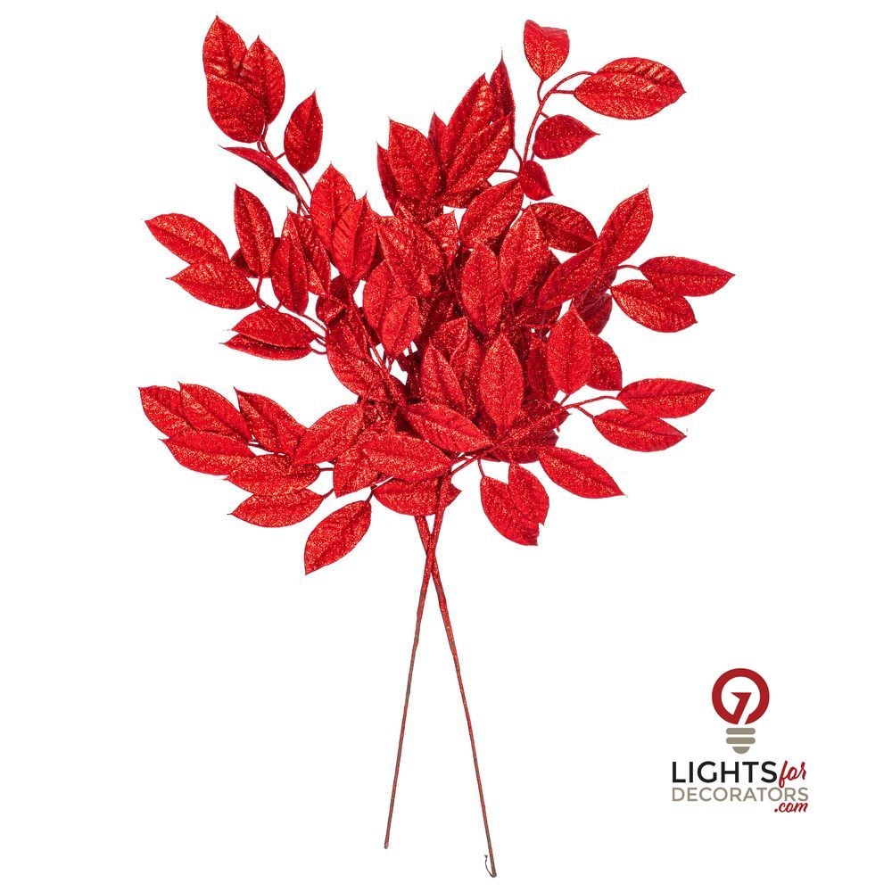 31" Gardenia Glitter Spray - Set of 2 - Red — alternate view