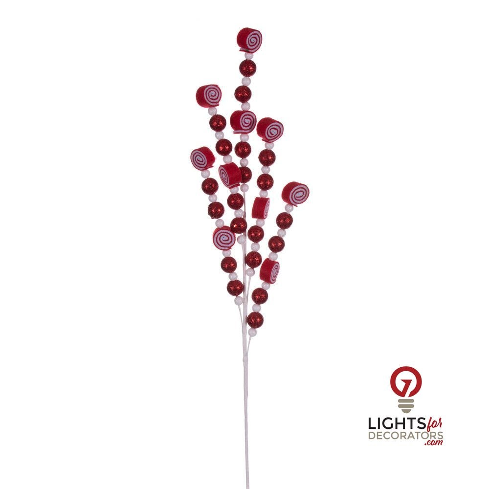 32" Red/White Swirl and Ball Spray - Set of 4