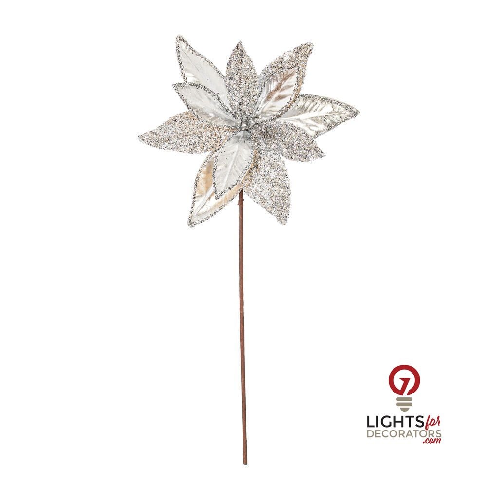 21.5" Poinsettia 11" Flower - Set of 6 - Silver