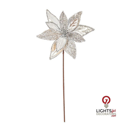 21.5" Poinsettia 11" Flower - Set of 6 - Silver