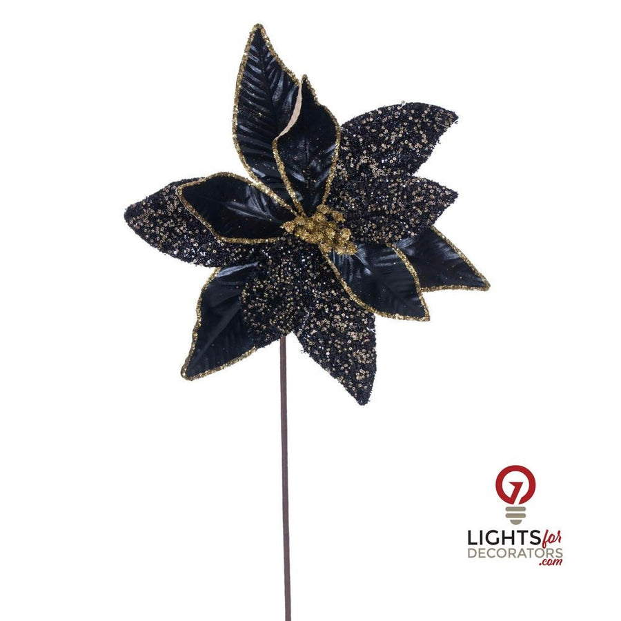 21.5" Poinsettia 11" Flower - Set of 6 - Black Black