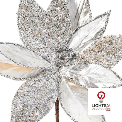 21.5" Poinsettia 11" Flower - Set of 6 - Silver — alternate view