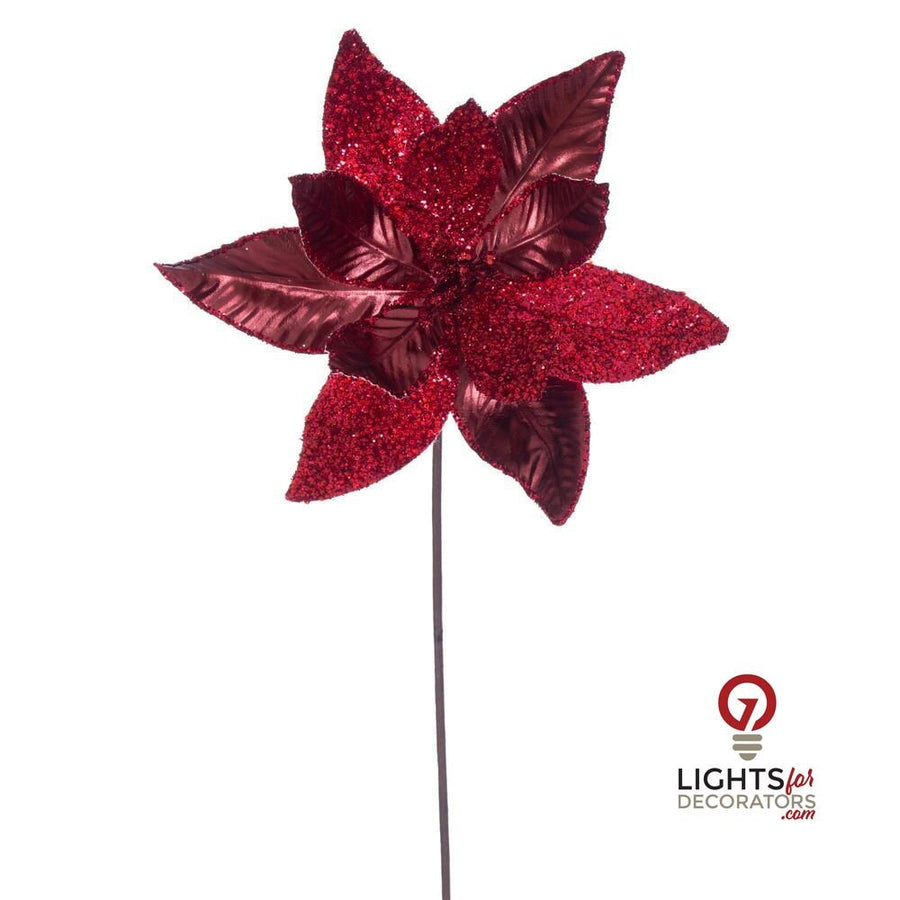 21.5" Poinsettia 11" Flower - Set of 6 - Burgundy Burgundy