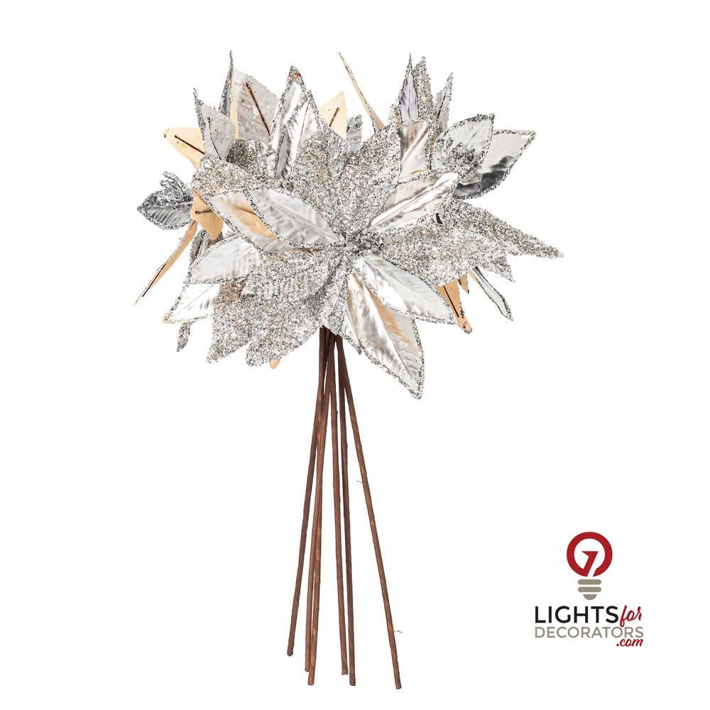 21.5" Poinsettia 11" Flower - Set of 6 - Silver — alternate view