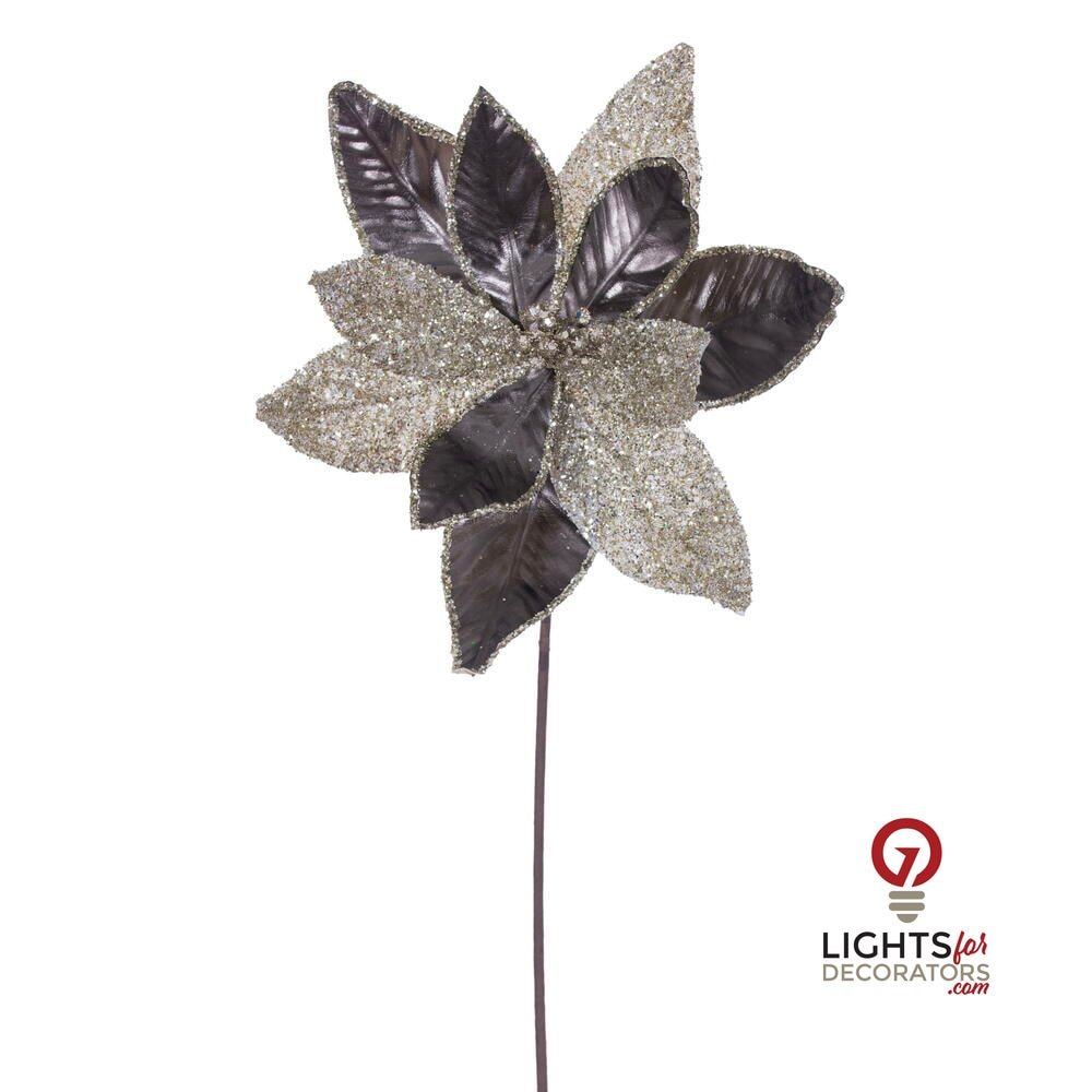 21.5" Poinsettia 11" Flower - Set of 6 - Pewter