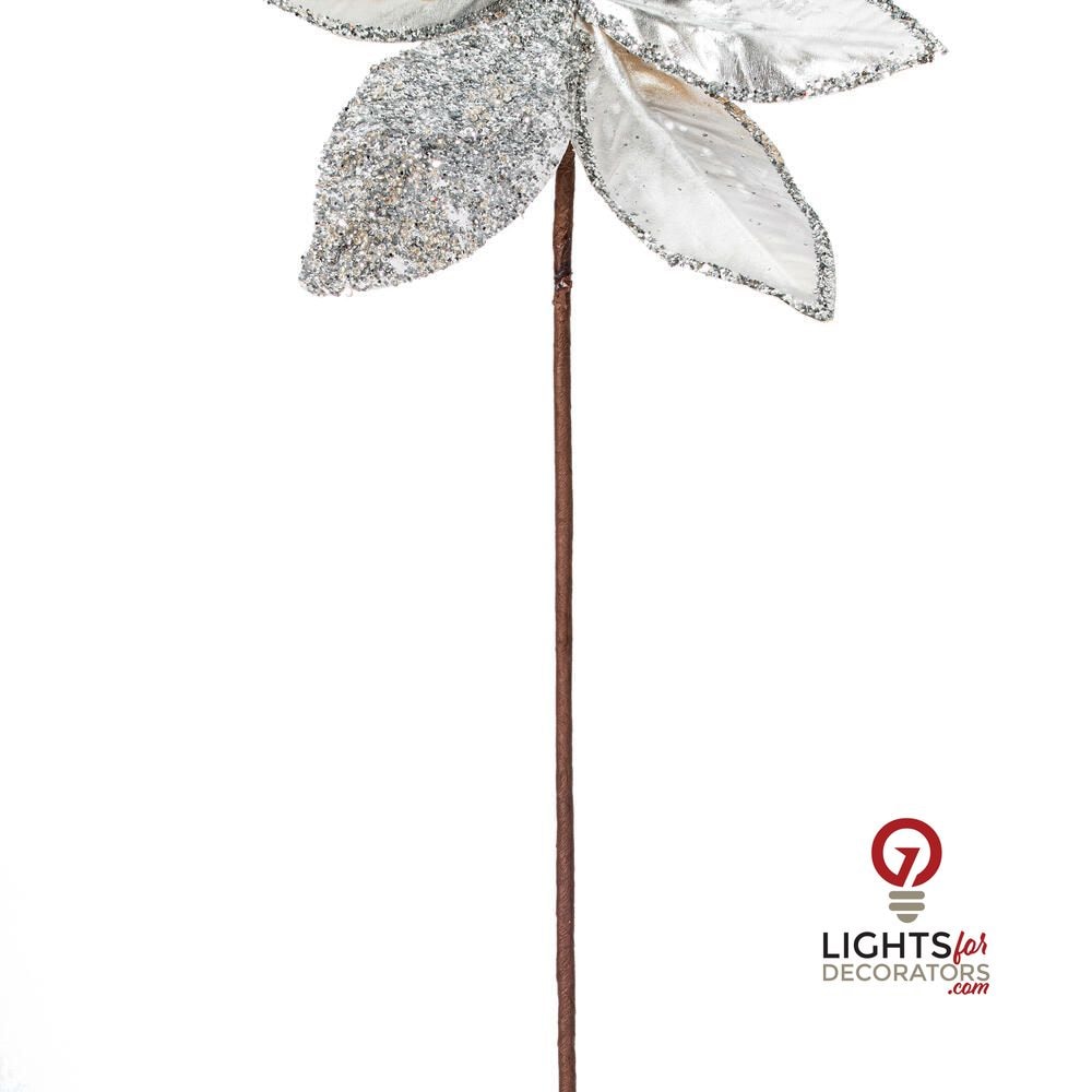 21.5" Poinsettia 11" Flower - Set of 6 - Silver — alternate view