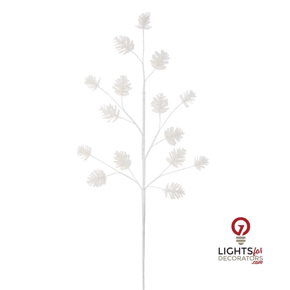 24" Pinecone Glitter Spray - Set of 6 - White