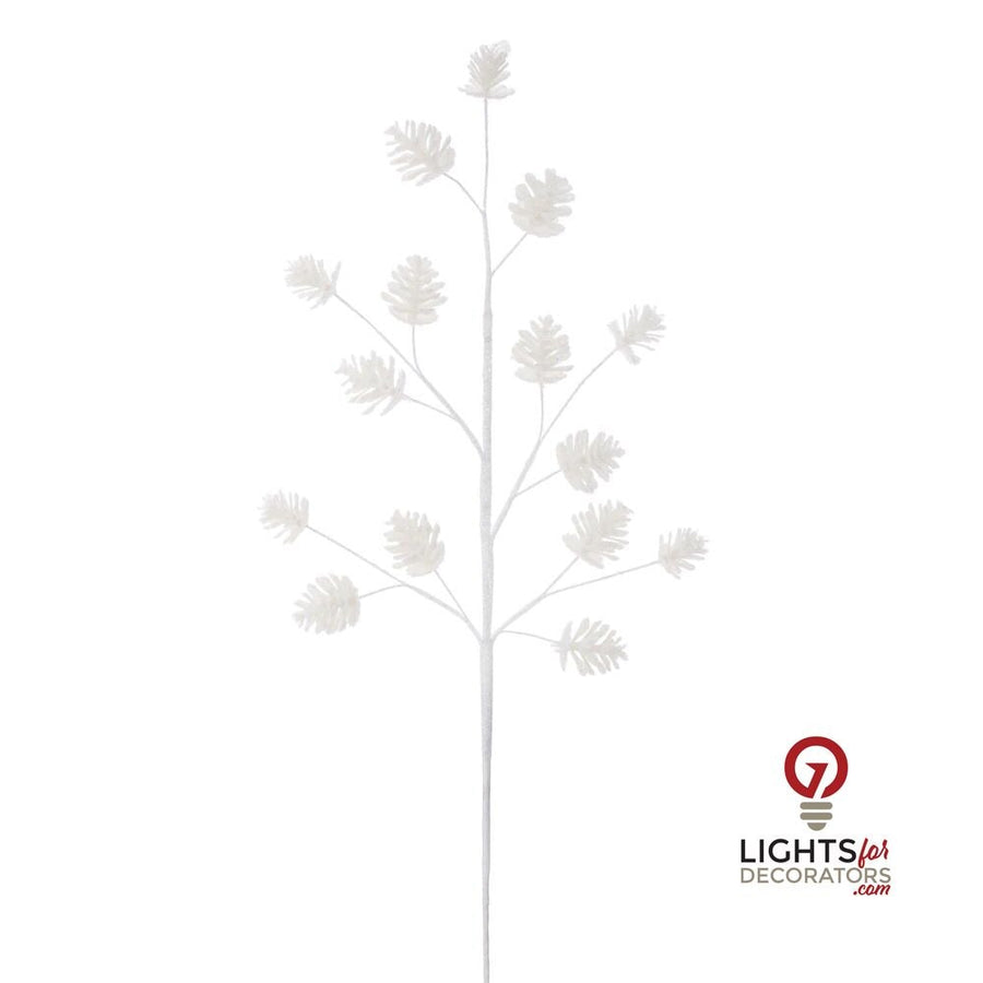 24" Pinecone Glitter Spray - Set of 6 - White White