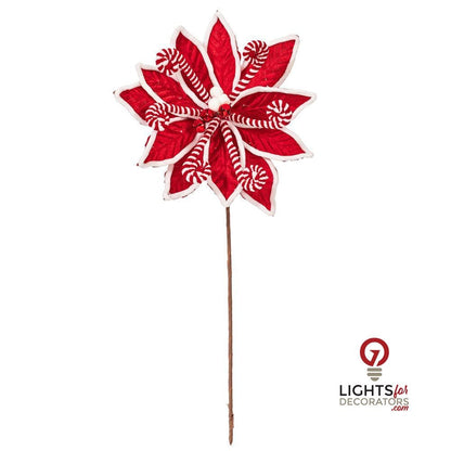 21.5" Red Candy Cane Poinsettia Spray- Set of 4