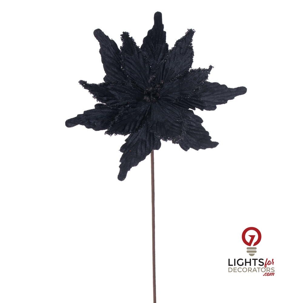 21.5" Poinsettia 12" Flower - Set of 6 - Black