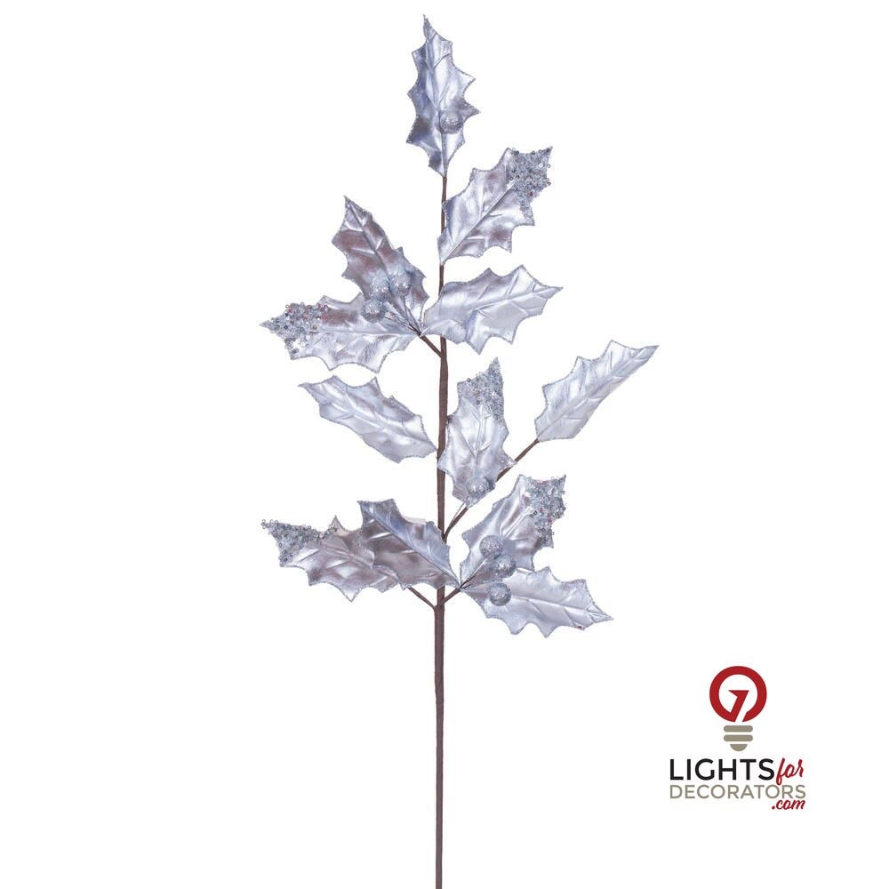 28" Holly Leaf Spray - Set of 6 - Silver