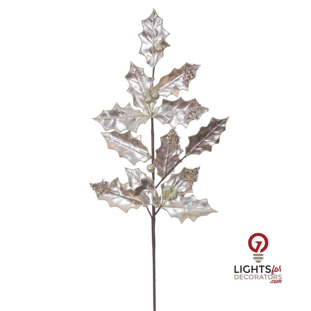 28" Holly Leaf Spray - Set of 6 - Champagne