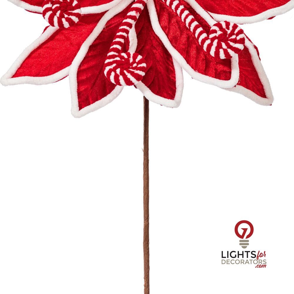 21.5" Red Candy Cane Poinsettia Spray- Set of 4 — alternate view