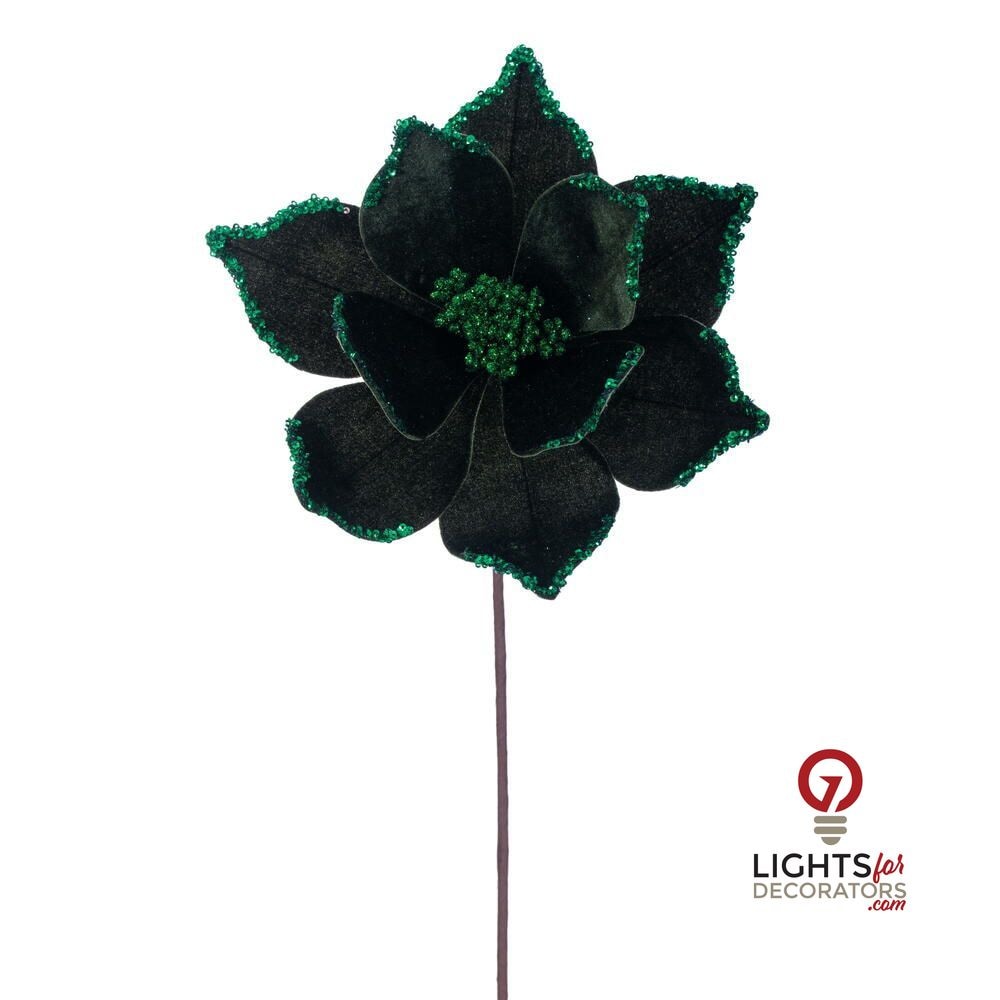 21.5" Poinsettia 10" Flower - Set of 6 - Green