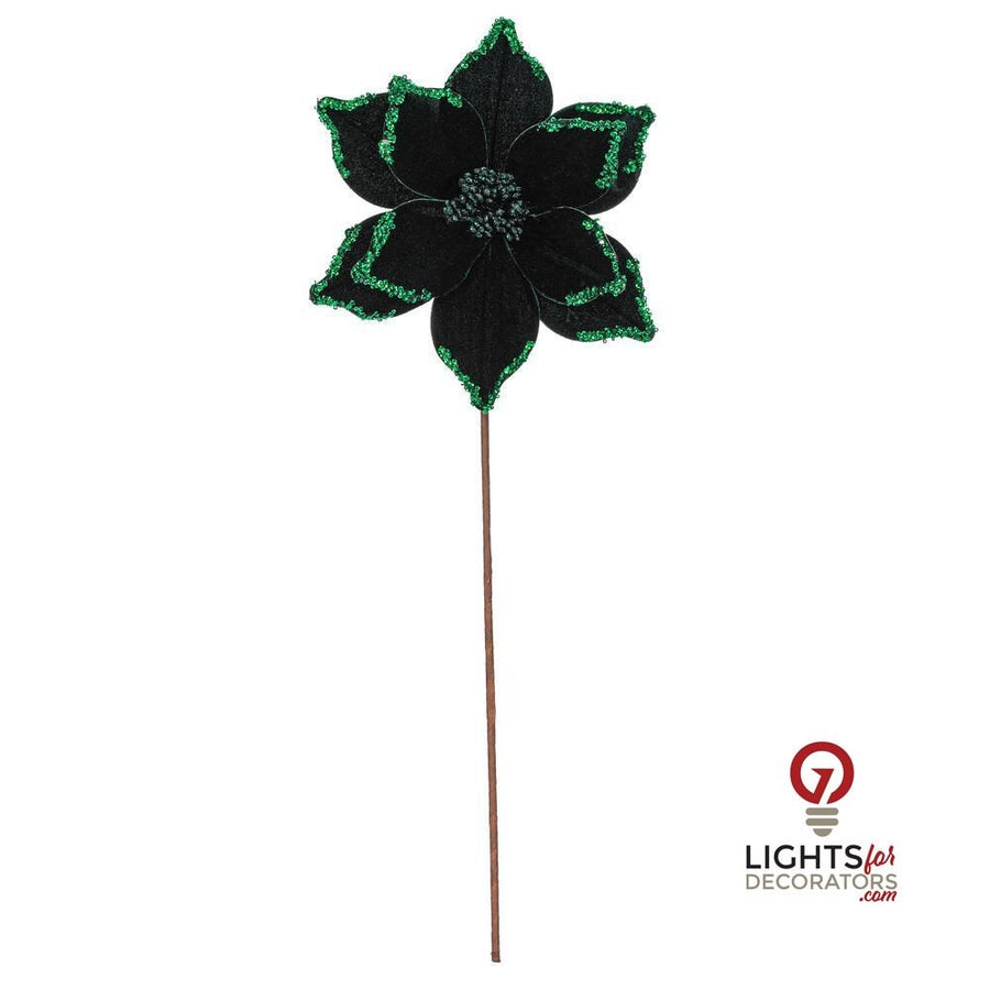 21.5" Poinsettia 4" Flower - Set of 6 - Midnight Green Midnight Green