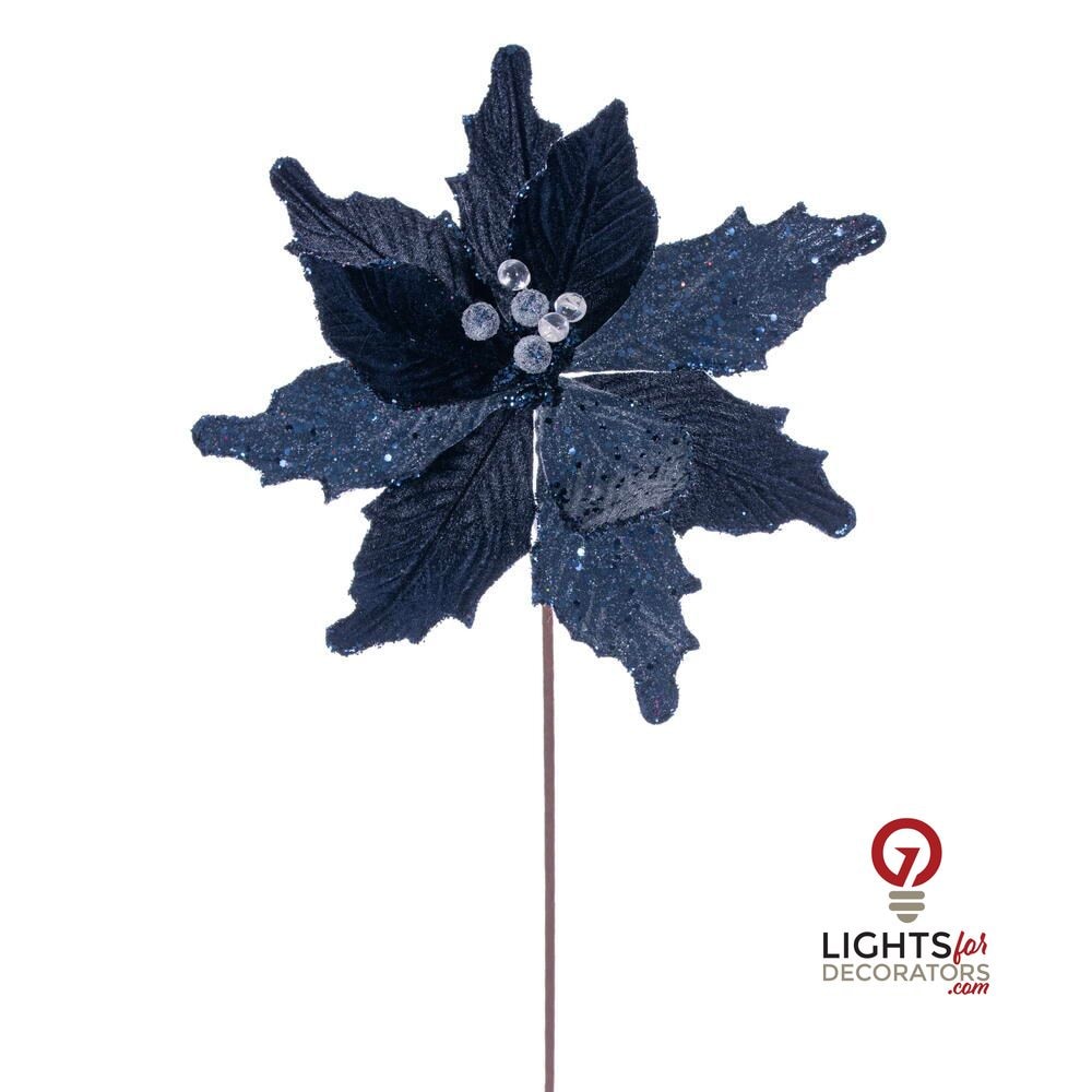 20" Velvet Sugar 11.5" Flower - Set of 3 - Midnight Blue