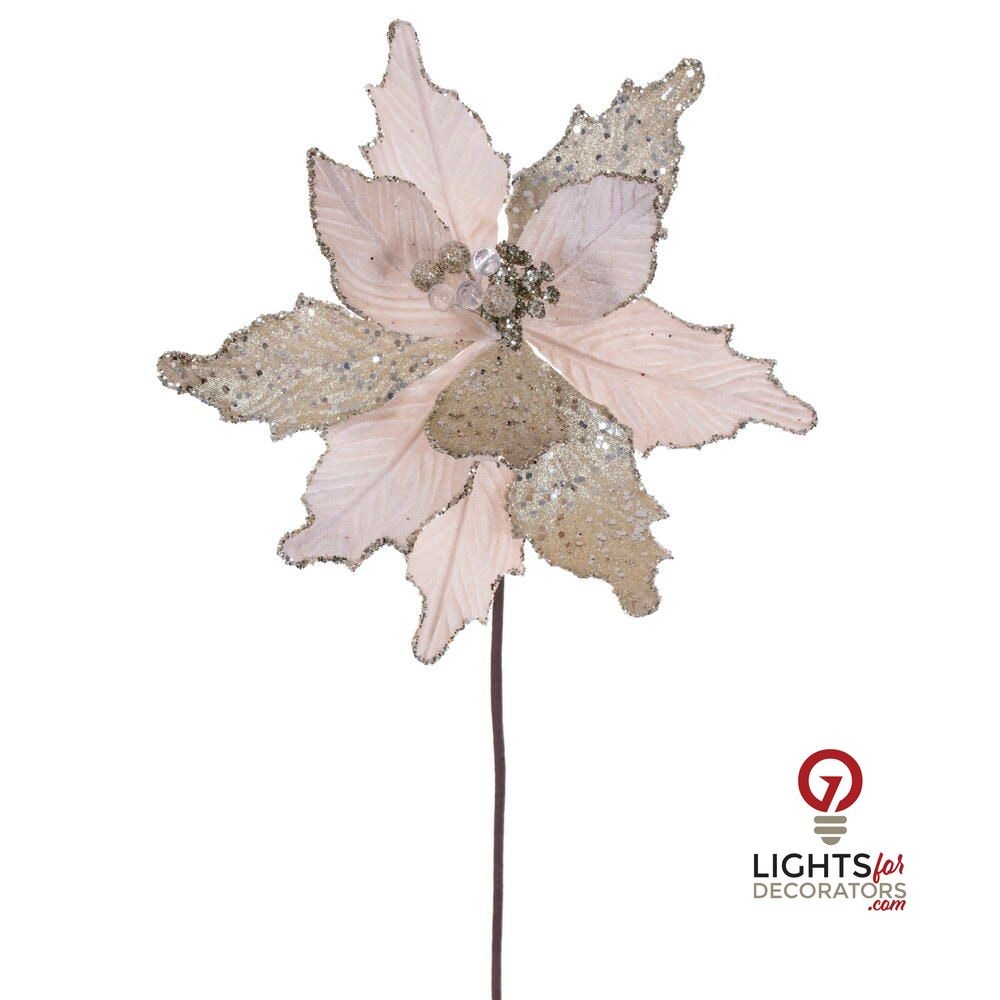 20" Velvet Sugar 11.5" Flower - Set of 3 - Champagne