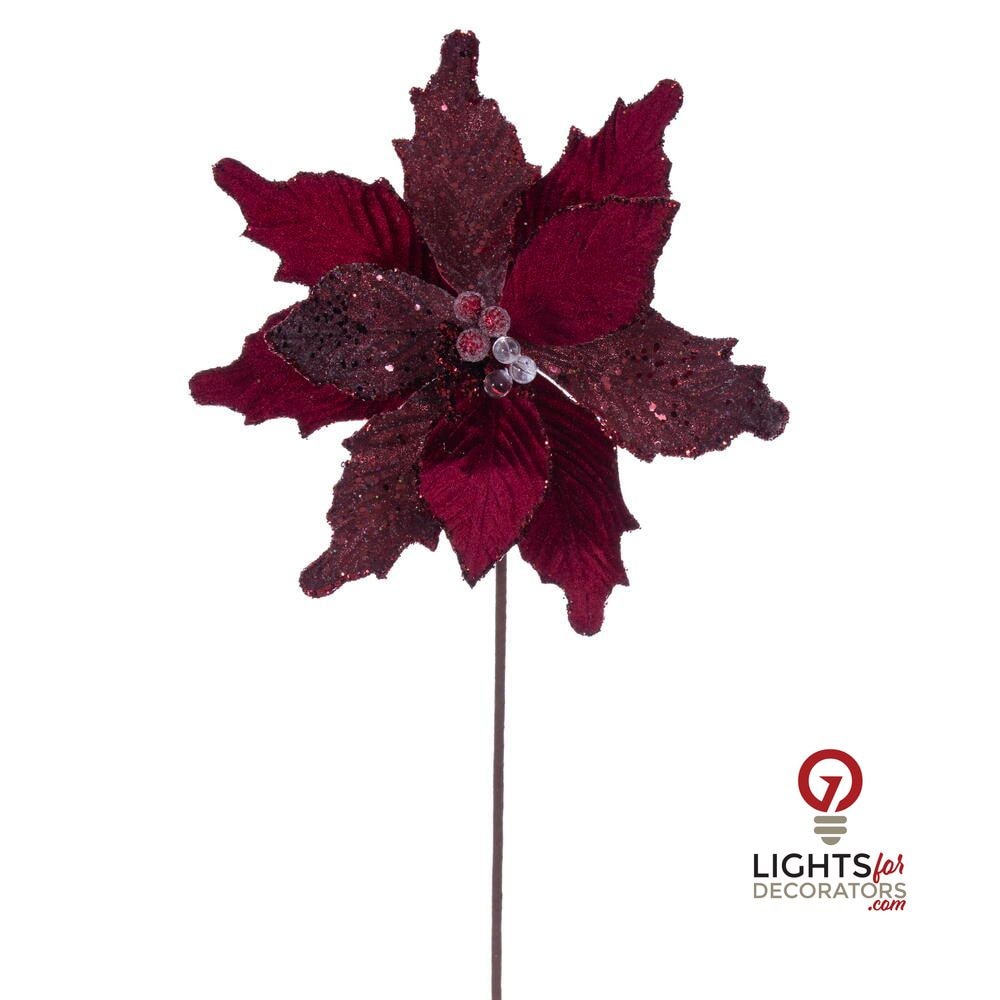 20" Velvet Sugar 11.5" Flower - Set of 3 - Burgundy
