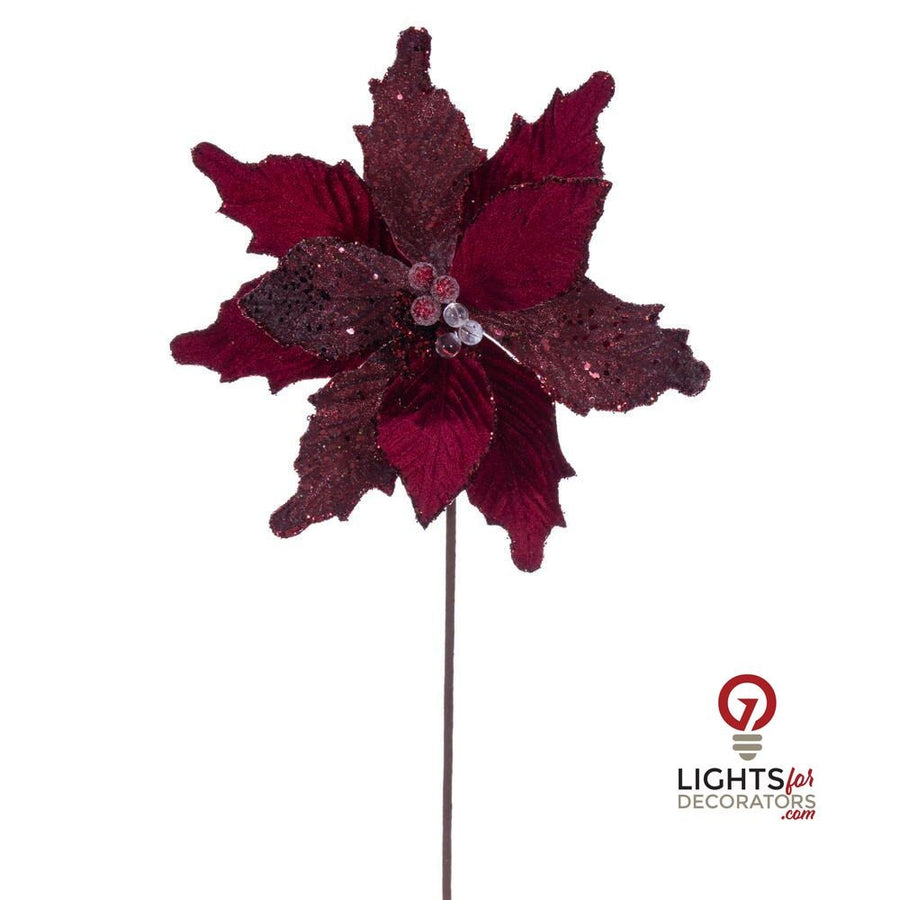 20" Velvet Sugar 11.5" Flower - Set of 3 - Burgundy Burgundy