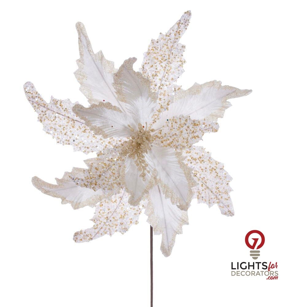 20" Grand Velvet 18" Flower - Set of 2 - Cream