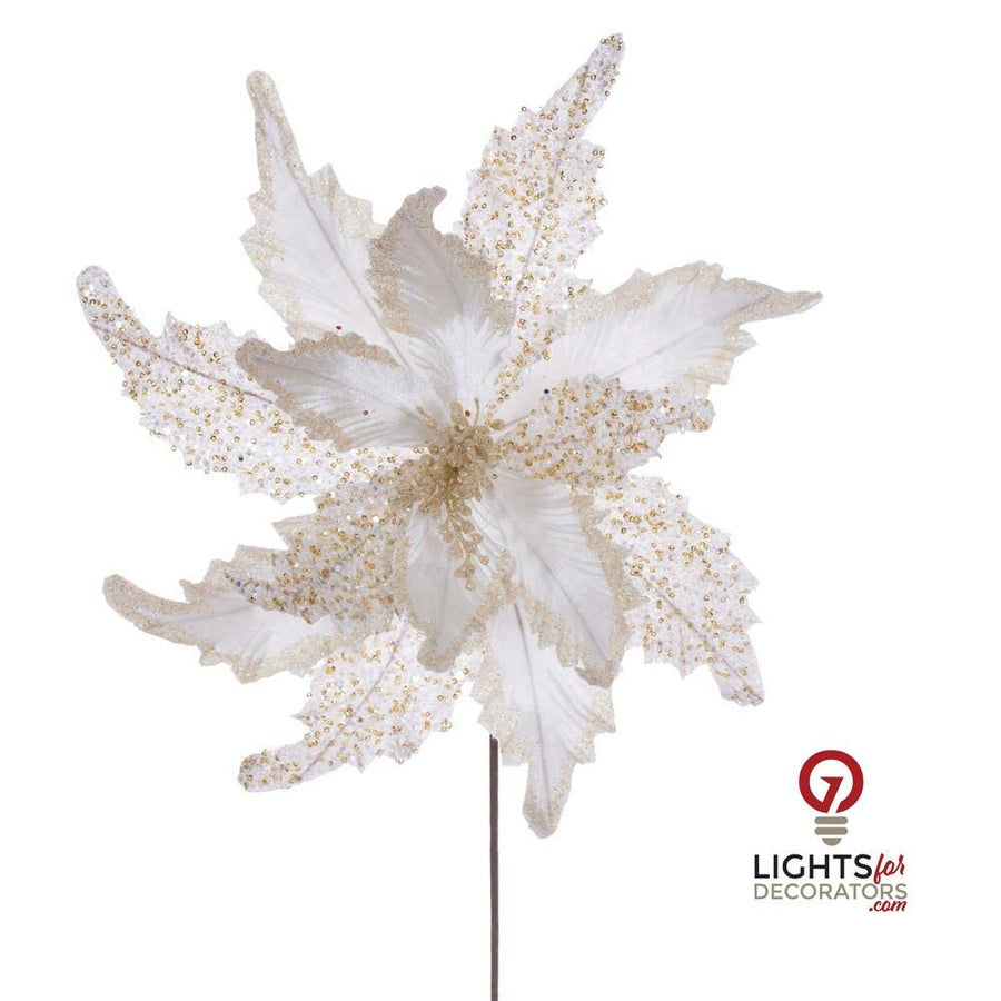 20" Grand Velvet 14" Flower - Set of 2 - Cream Cream